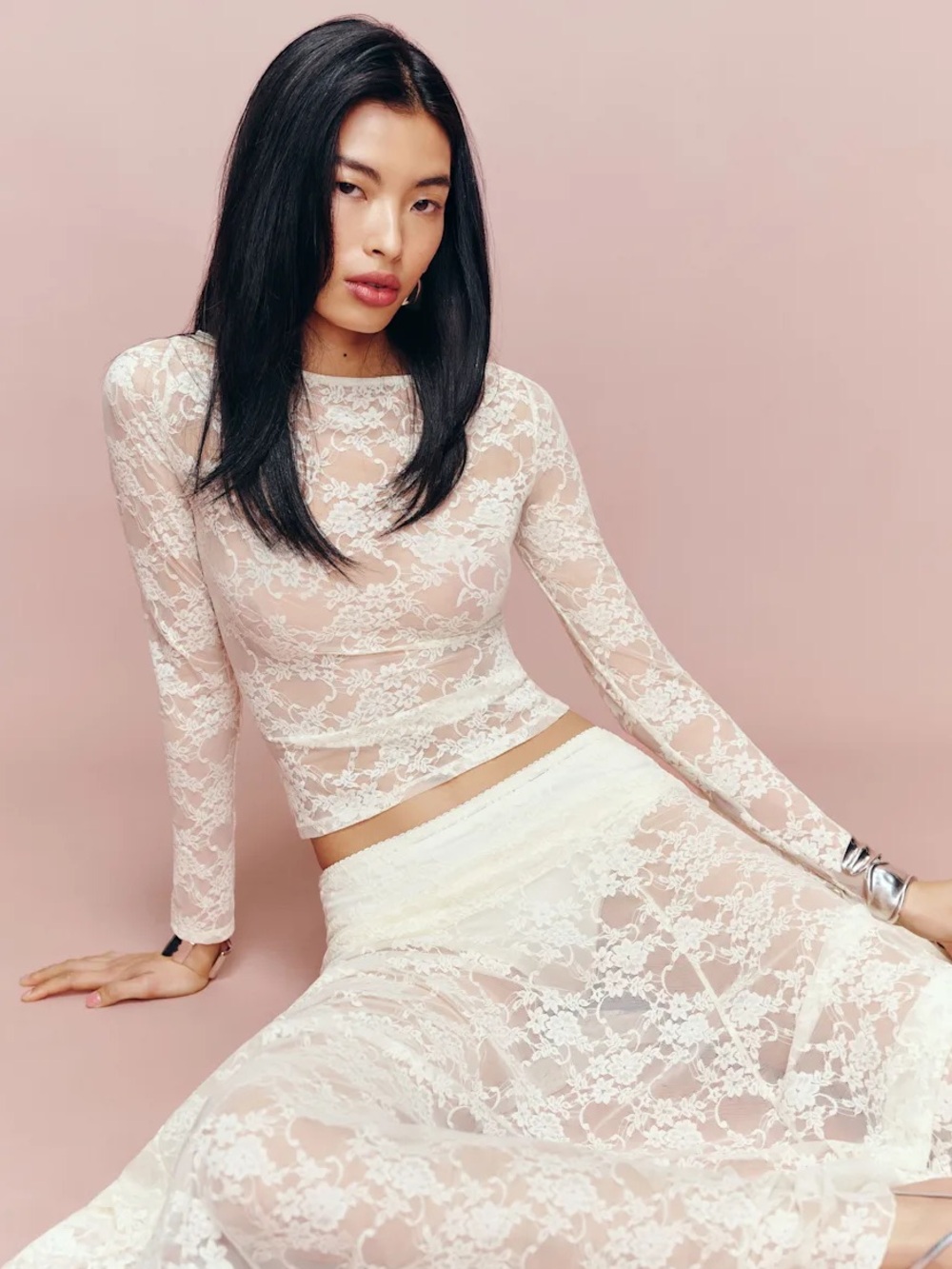 NWT Reformation Adriano Lace Knit Top